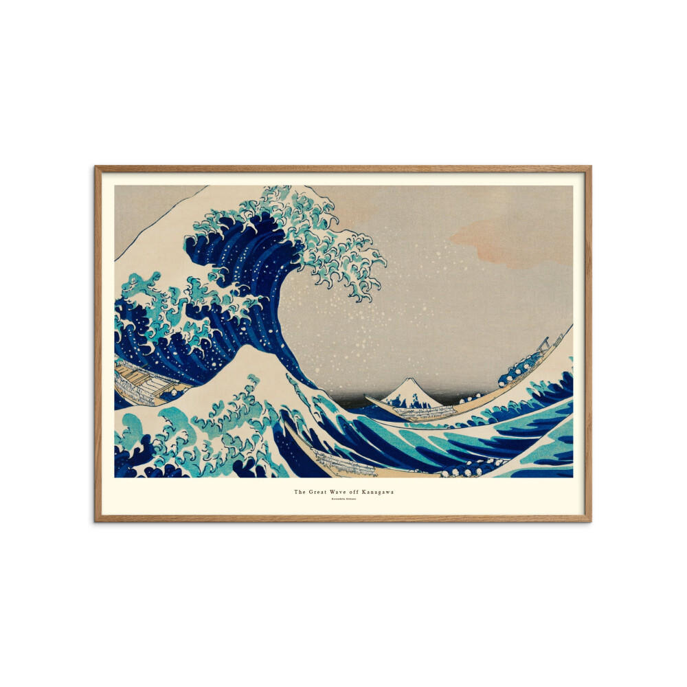 POSTER mit Rahmen A.P. Atelier - The Great Wave off Kanagawa - Blau/Eichefarben, Holz/Papier (30/40cm) - Poster&Frame