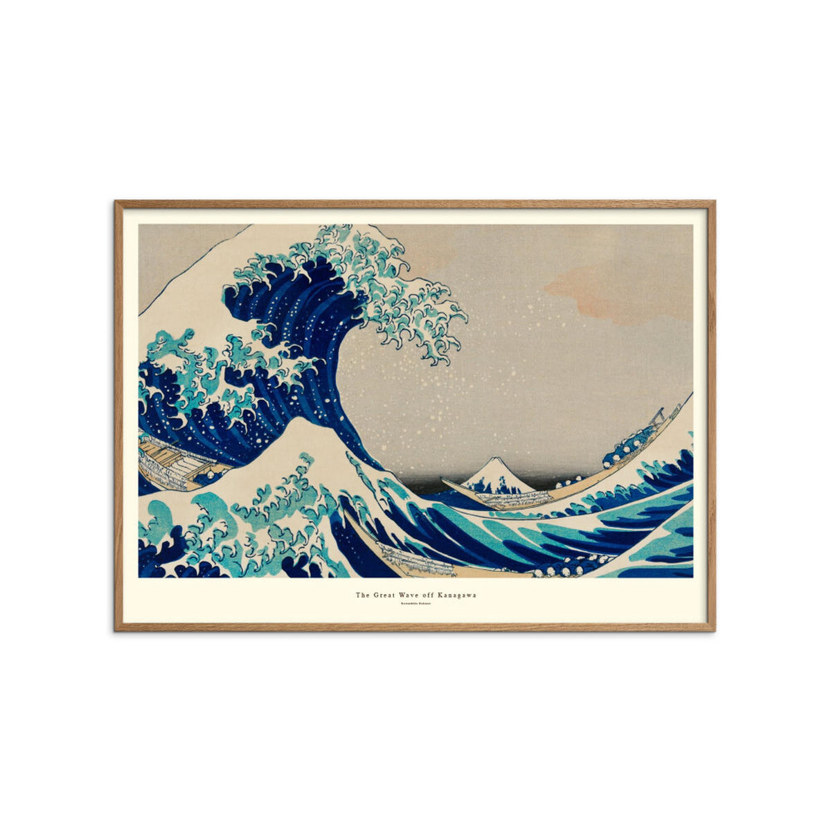 POSTER mit Rahmen A.P. Atelier - The Great Wave off Kanagawa - Blau/Eichefarben, Holz/Papier (30/40cm) - Poster&Frame