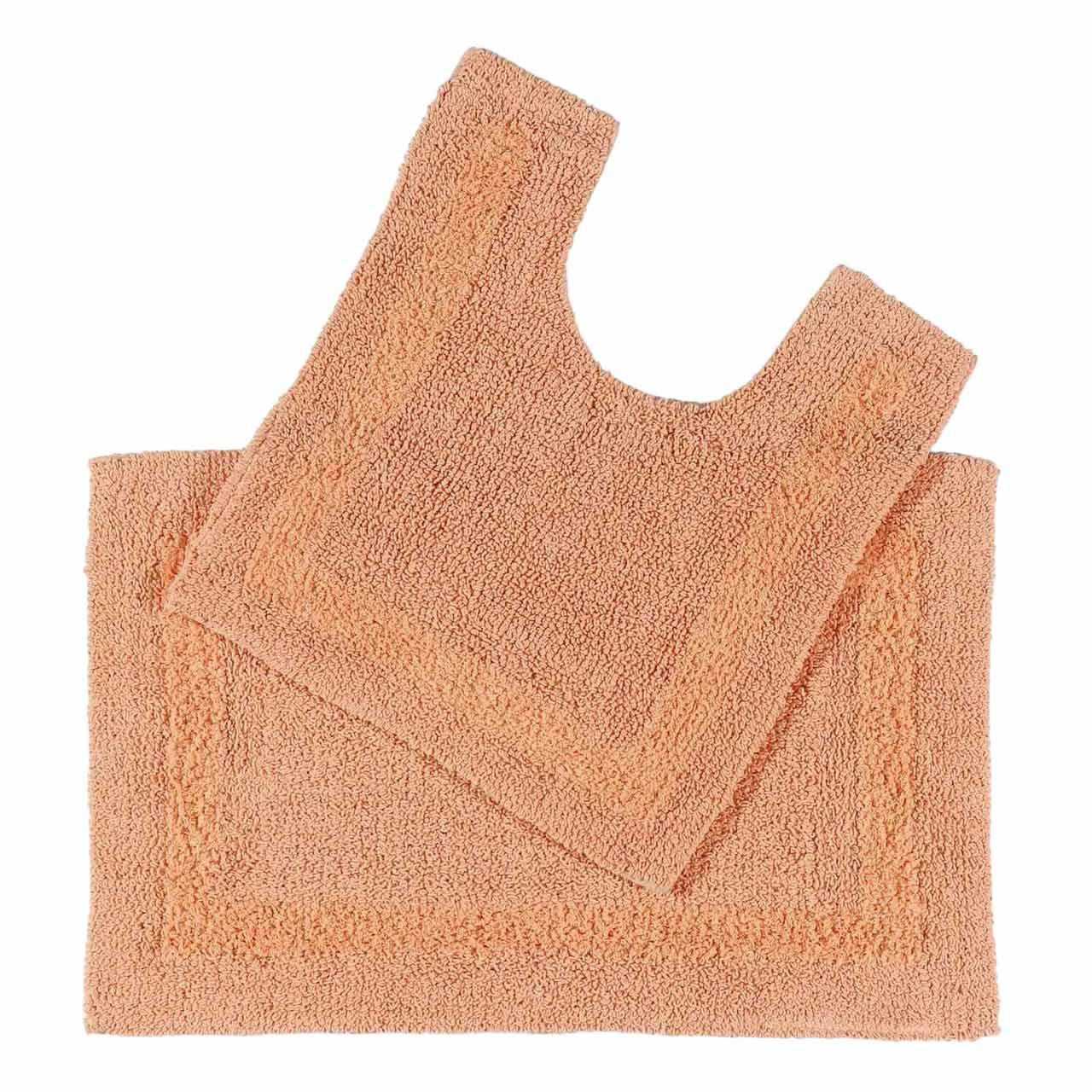 BADGARNITUR 2-teilig, Badematte & WC-Vorleger, wendbar - Orange, Textil (50/80cm) - Homescapes