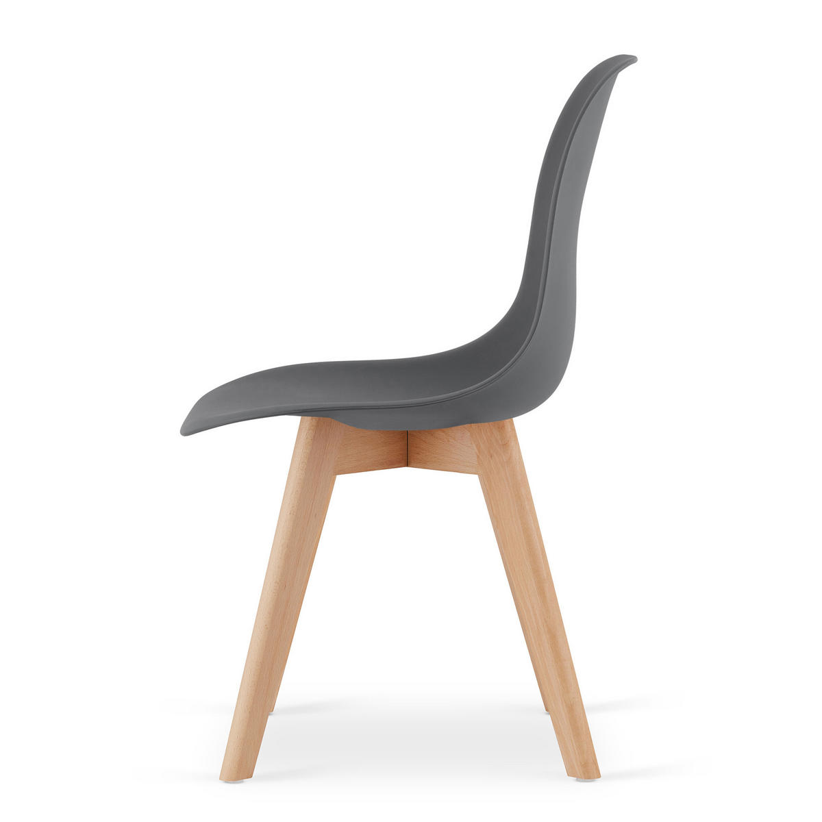 ESSZIMMERSTUHL 3-er Set KITO dunkelgrauer Sitz, natürliche Beine - Dunkelgrau/Naturfarben, Kunststoff (46/80/54.5cm) - Valora