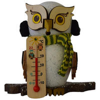 RAUCHFIGUR Eule Schnee-Eule mit Thermometer 15 cm - Multicolor, Holz (10/15/10cm)