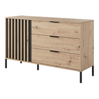 KOMMODE mit Schubladen 140 cm Arcadia, Lamellen, Beine, Eiche Artisan - Eiche Artisan, Holz (137/81/39cm) - Emporius