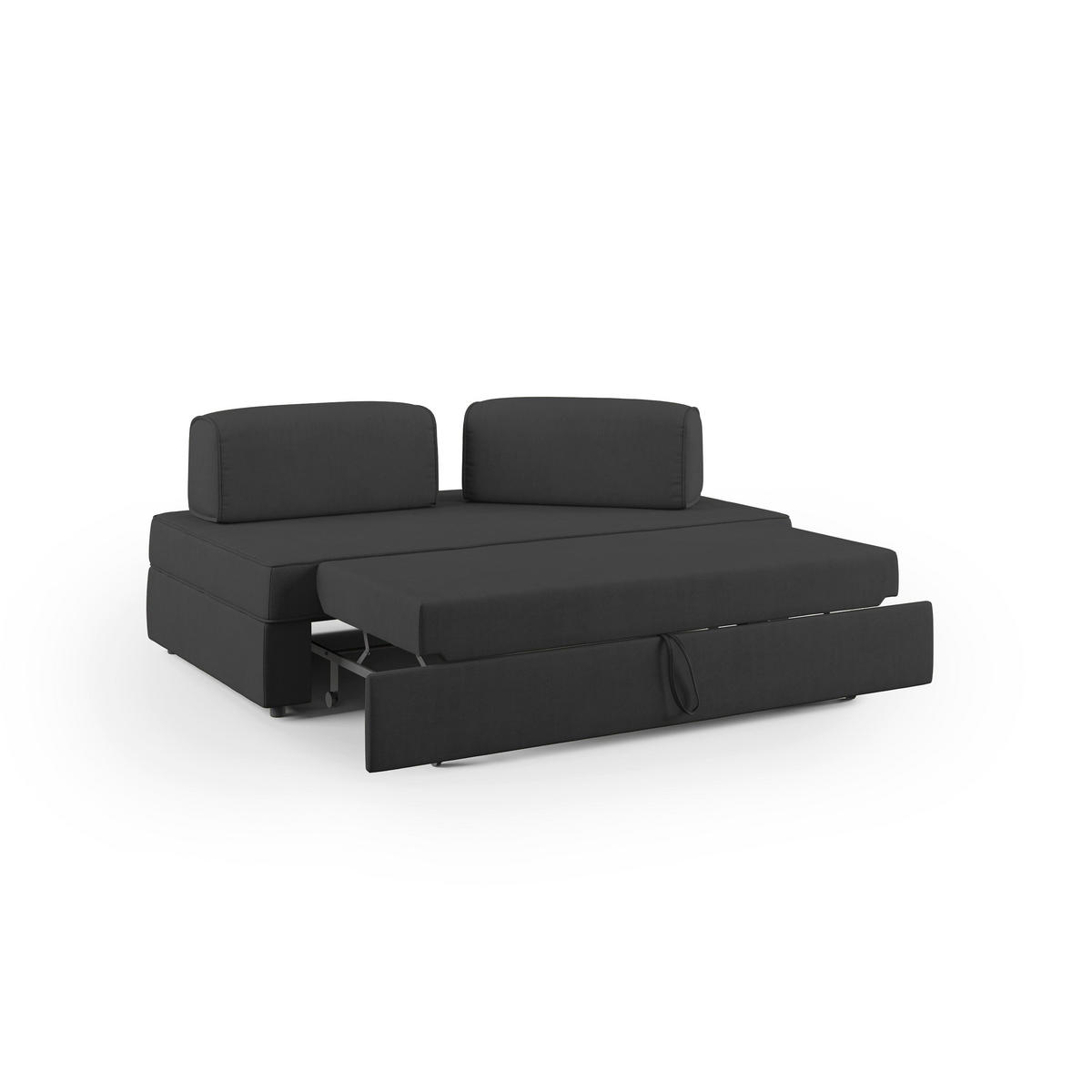 LINEARSOFA Liberty ausziehbar - Schwarz, Textil (200/42/105cm) - Divani.store