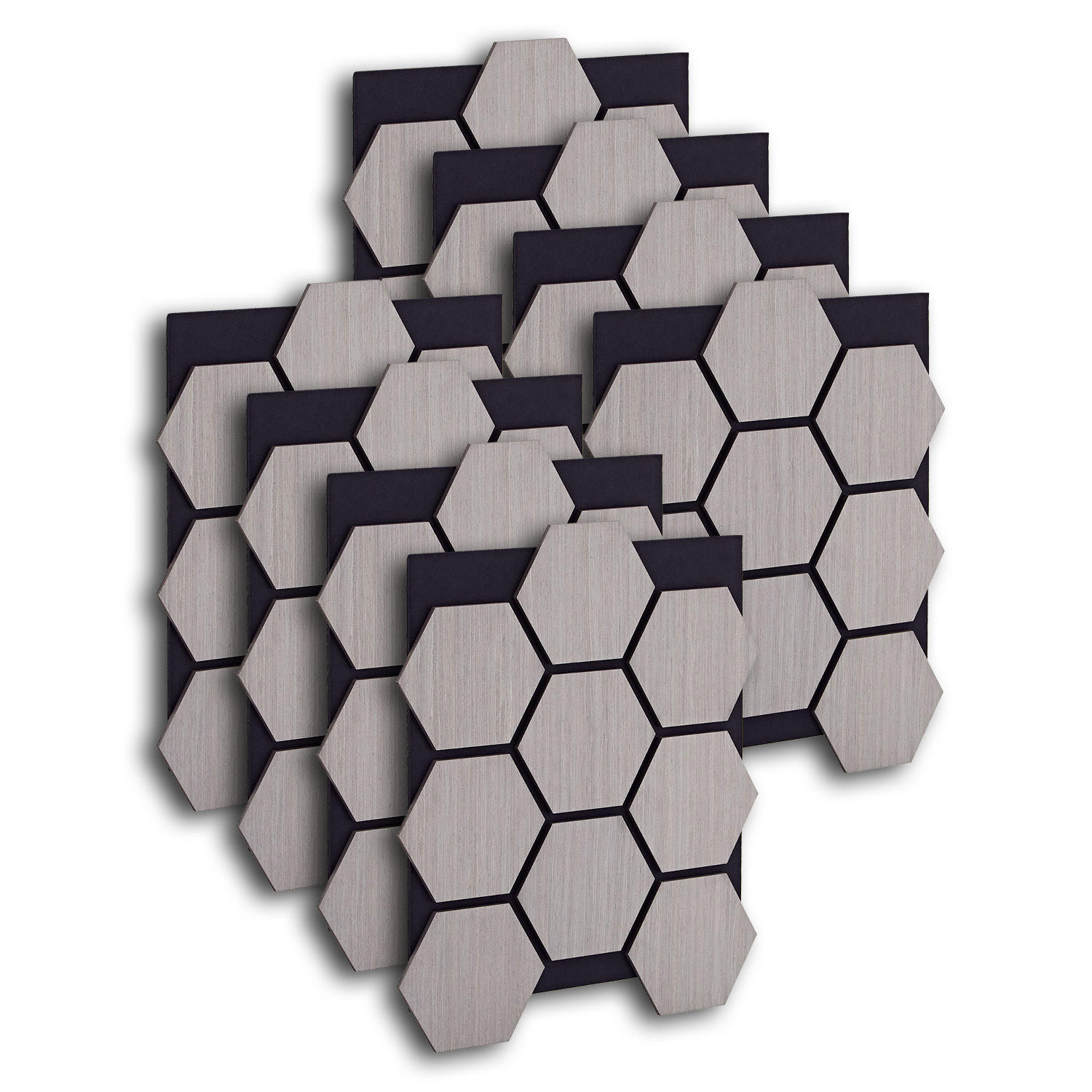 AKUSTIKPANEEL Hexagon Grau 8 Stück - Grau, Holz (62/76/2cm) - Homestyle4u