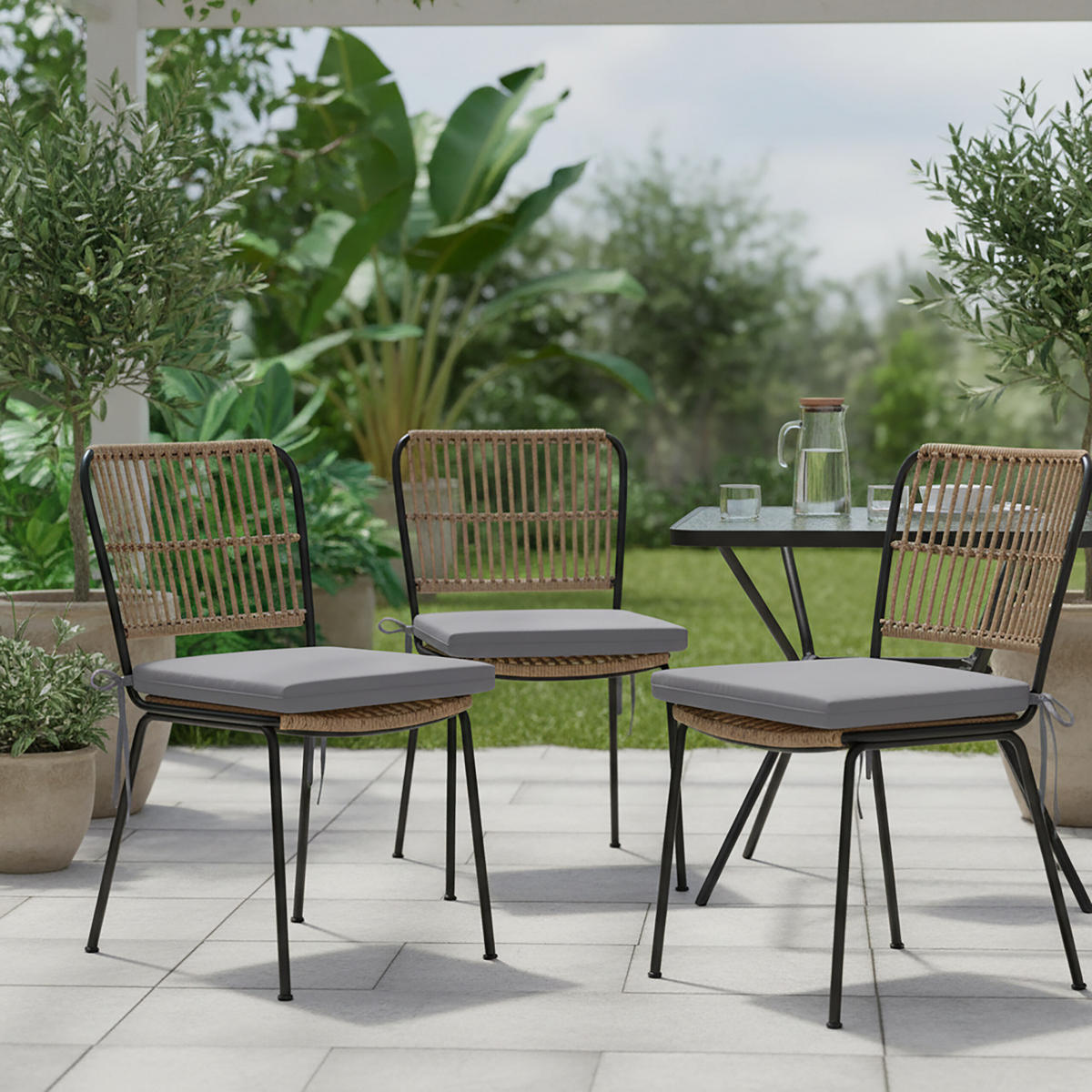 PERNE Gri plate set-4 spumă 40x40 cm - gri, material textil (40/40/3cm) - Relaxdays