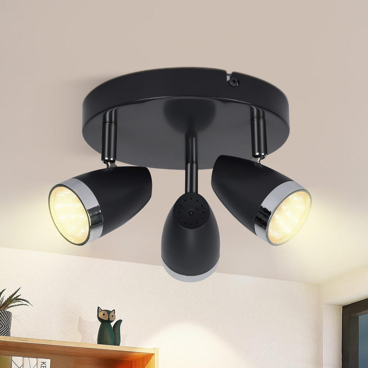 LED-DECKENLEUCHTE Leavens 60/15.5/19cm - Dunkelgrau, Metall (60/15.5/19cm) - Nettlife
