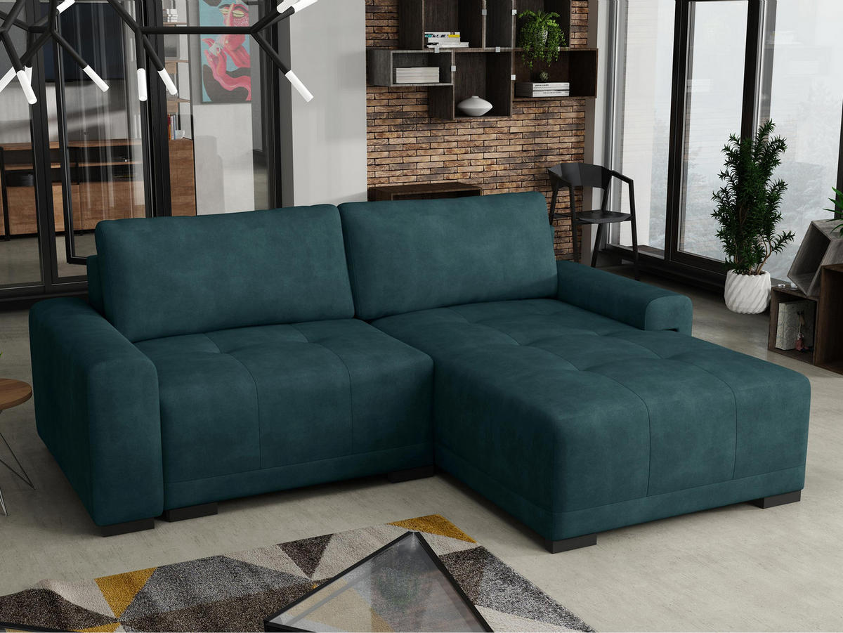 ECKSOFA Milton - Dunkelgrün/Schwarz, Holz/Textil (237/180cm) - MIRJAN24