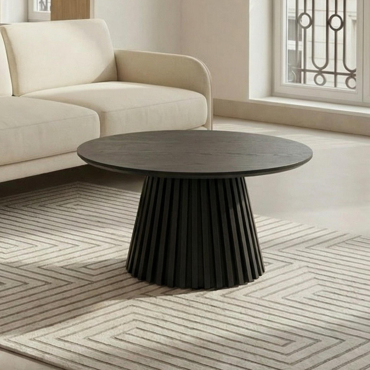 COUCHTISCH rund Schwarz 80/80/45 cm - Schwarz, Holzwerkstoff (80/80/45cm) - Furnhouse