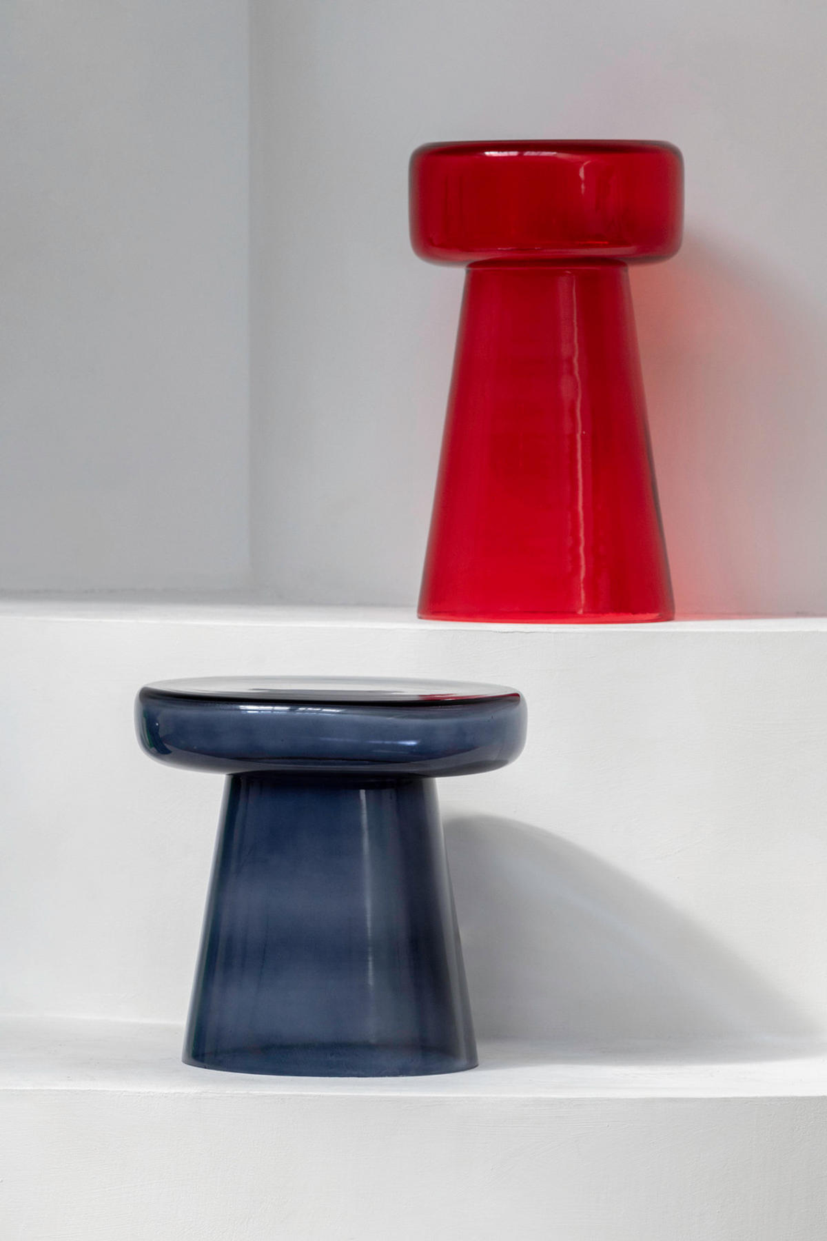 BEISTELLTISCH Corcho Rot 30/30/50 cm - Rot, Glas (30/30/50cm) - Leitmotiv