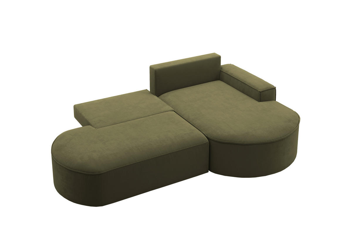 ECKSOFA mit Schlaffunktion und Bettkasten Modena Runden stoff Salvador Olive Rechts - Olivgrün, Holz/Textil (278/179cm) - Kaiser Möbel