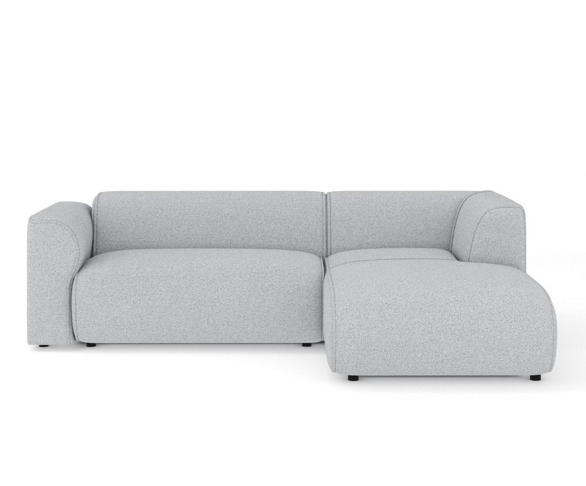 ECKSOFA Melani Hellgrau Webstoff - Rechts Seite - Hellgrau/Schwarz, Holz/Holzwerkstoff (162/256cm) - Maison de Reve