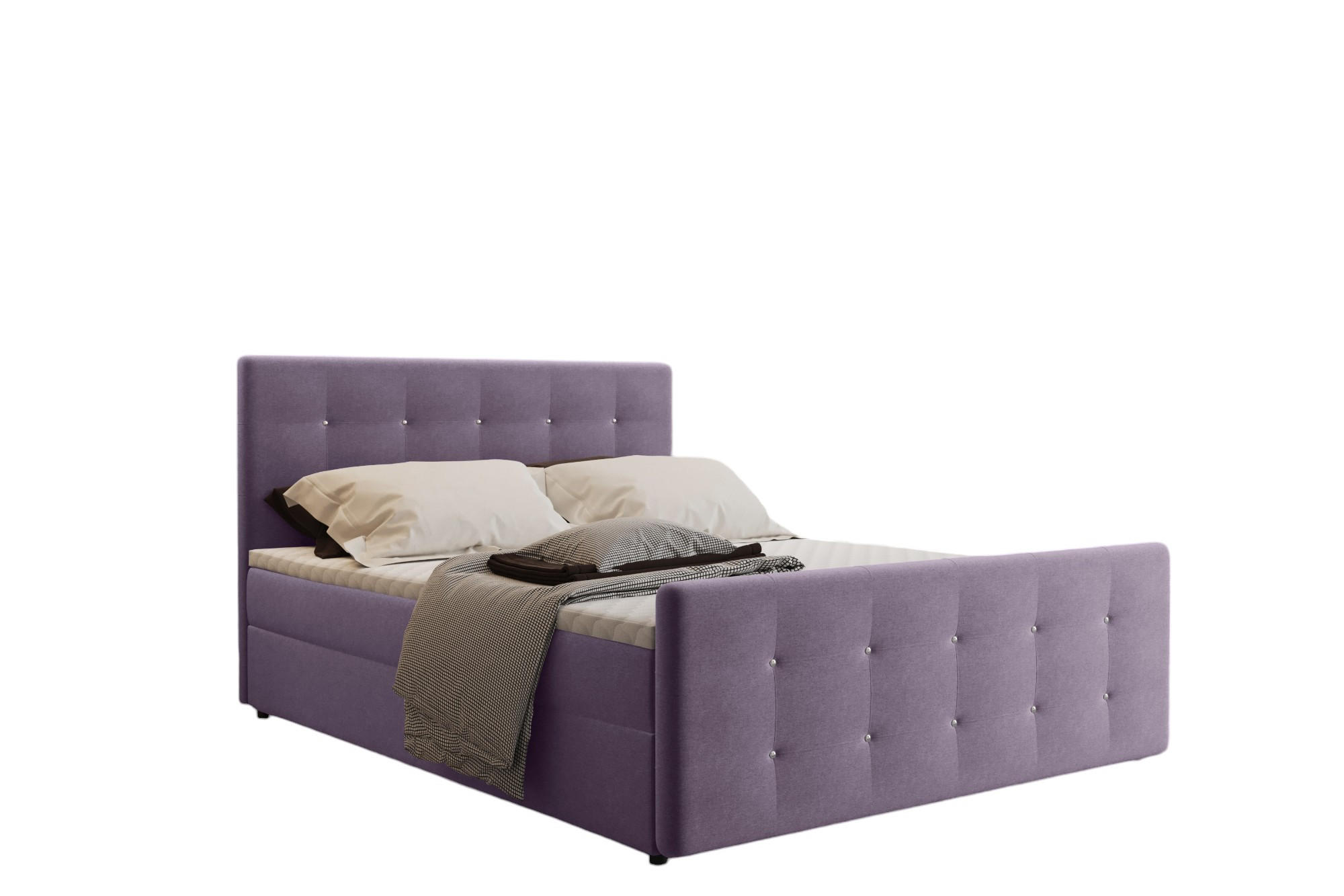 Kaiser Möbel KONTINENTÁLNÍ POSTEL s úložným prostorem, matrací a topperem AMOR Fialová 140x200 cm H3-Bonell