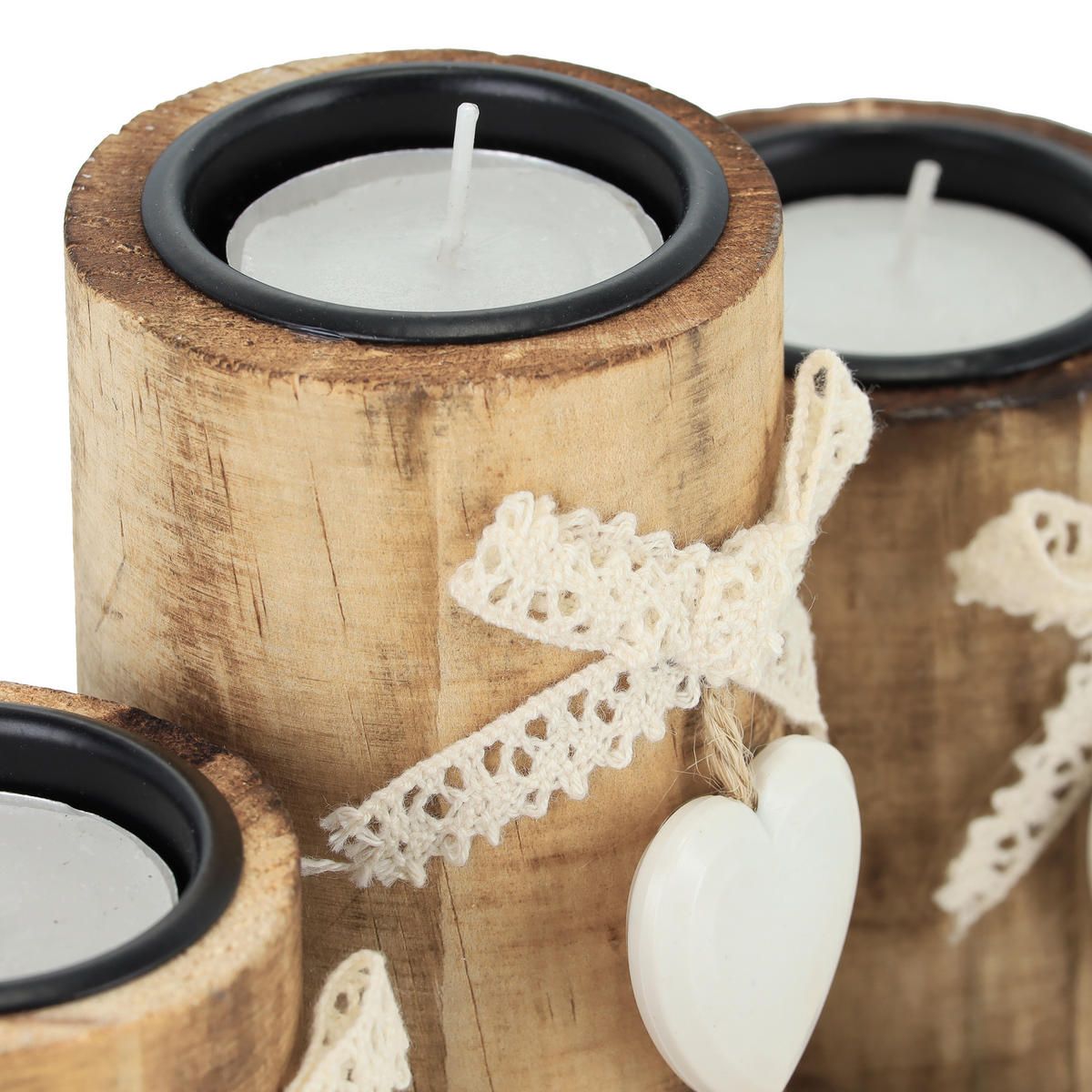 TEELICHTHALTER - Hellbraun, Holzwerkstoff (13.5cm) - Relaxdays