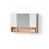 BADSPIEGELSCHRANK Ronco Weiß Hochglanz/Goldkraft Eiche 80.1 x 55 cm - Weiß Hochglanz/Eiche Wotan, Holzwerkstoff (80.1/55/17cm) - Livinity®