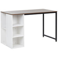 SCHREIBTISCH weiß/dunkler Holzfarbton 120/60/75 cm Dese - Dunkelgrau, Holzwerkstoff (60/120/75cm) - Beliani