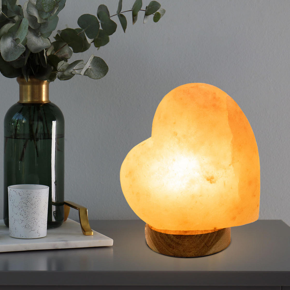 TISCHLEUCHTE STONE Holz Orange - Orange, Holz (17.8/11.4/19cm) - Globo Lighting
