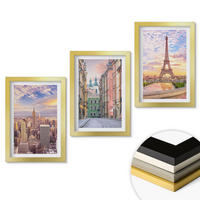 WANDBILDER 3er Set - 20x30 cm Goldrahmen - Städte New York Paris Dämmerung - Goldfarben, Kunststoff (20/30cm) - ArtPrintCave