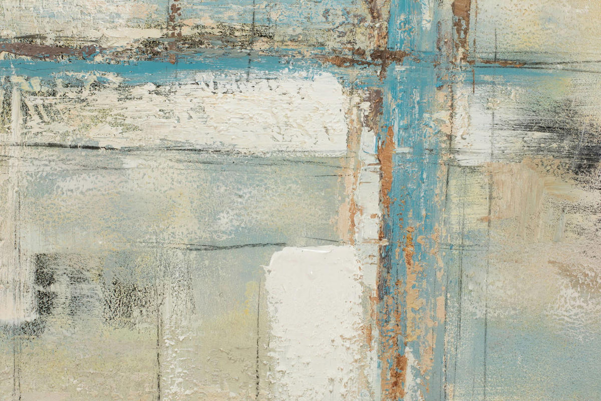 ACRYLBILD HANDGEMALT 60/60 cm - Blau/Beige, Holz/Textil (1.1/60cm) - KUNSTLOFT