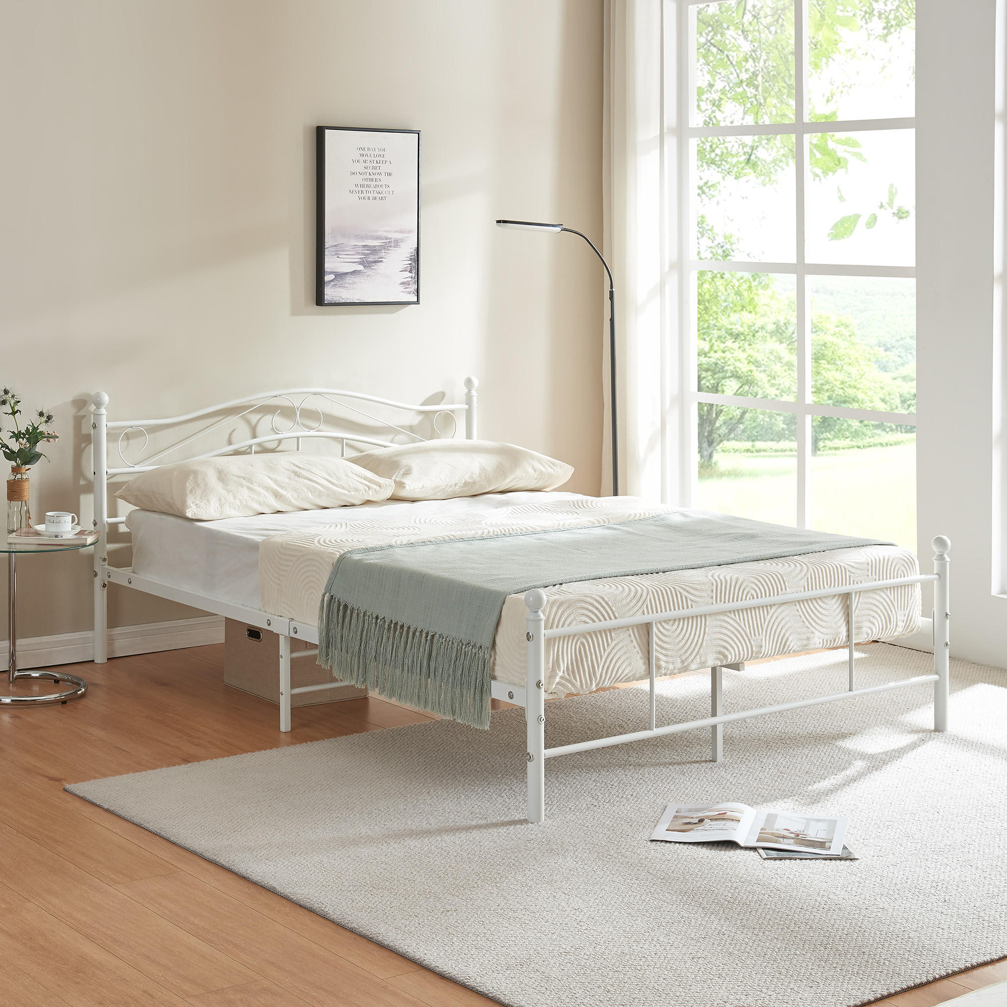 METALLBETT Florenz - Weiß, Metall (140/200cm) - [en.casa]