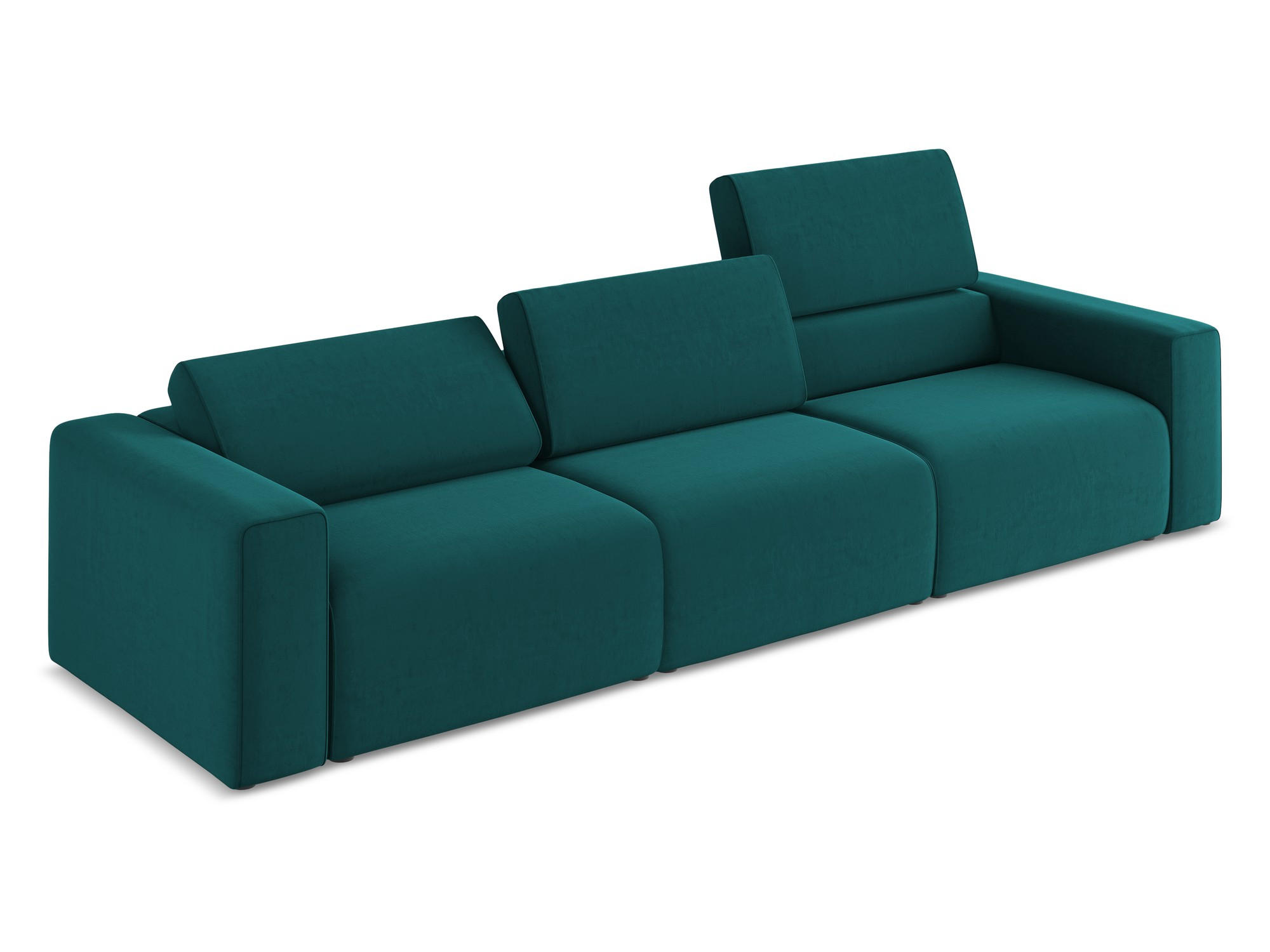 Thumbnail - Makamii 4-Sitzer-Sofa, Petrol, Textil, Füllung: Schaumstoff, 314x80x103 cm, Made in EU, Wohnzimmer, Sofas & Couches, Sof...