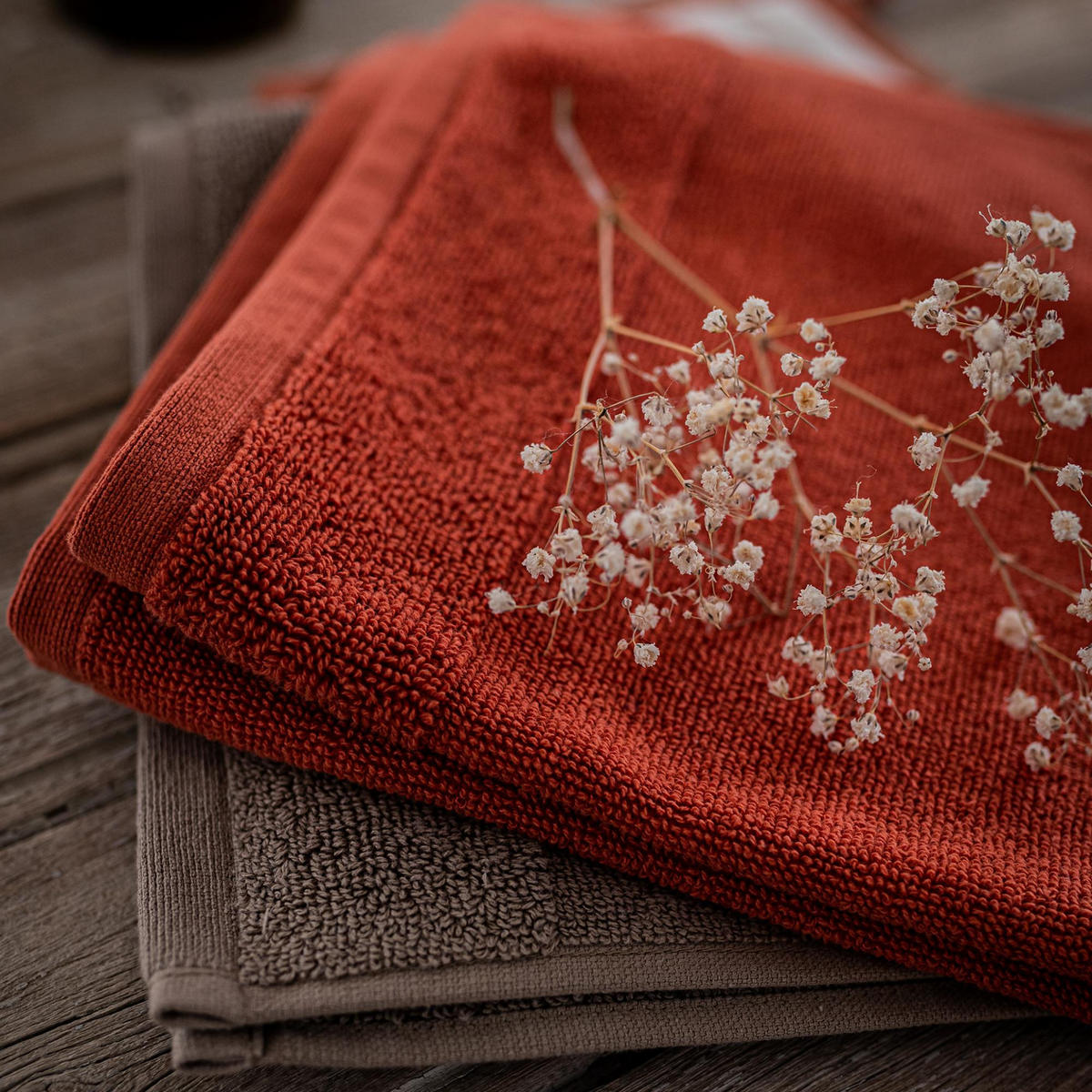 HANDTUCH MIT ÖSE Curl terrakotta 50 x 50 cm - Terracotta, Textil (50/50cm) - Winkler