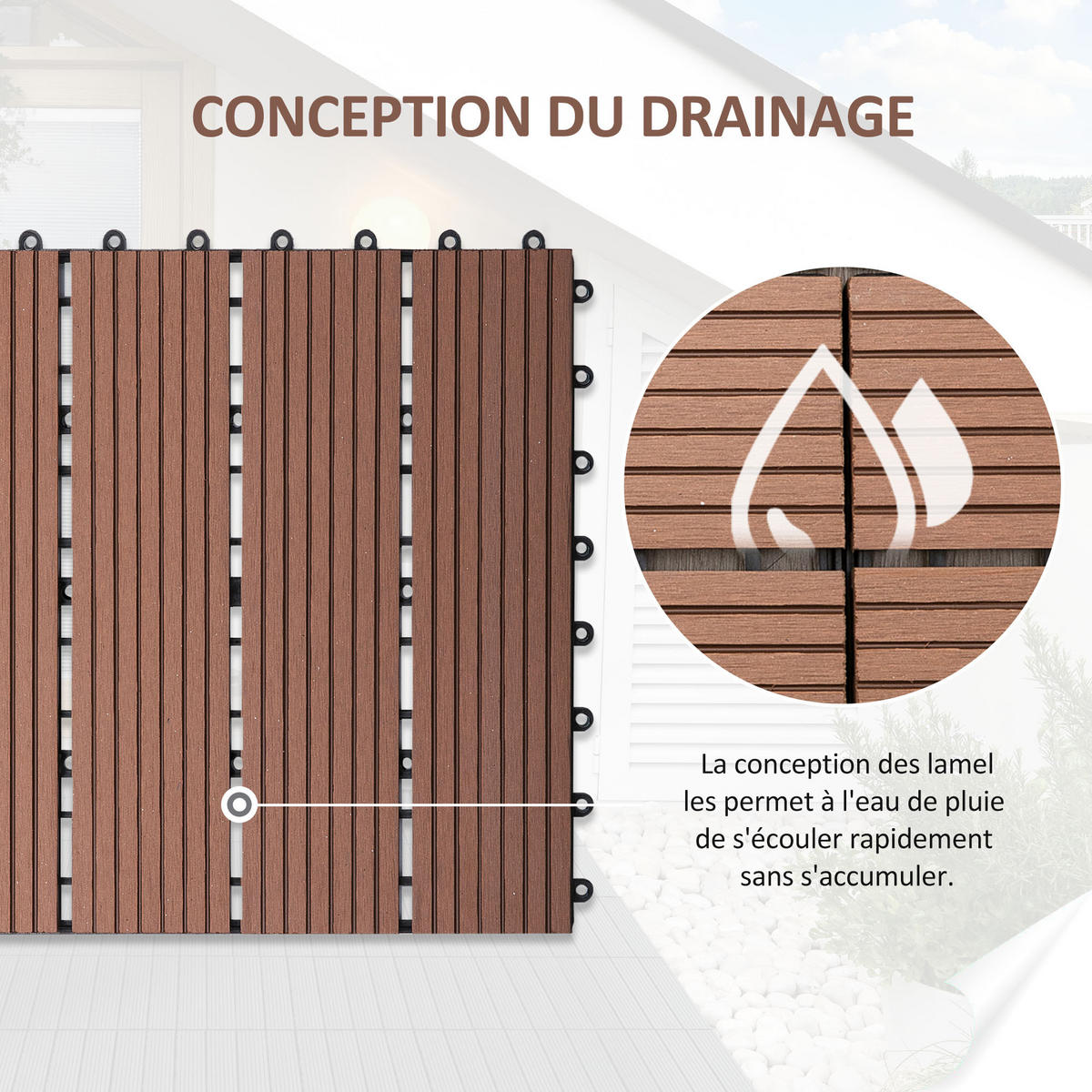 TERRASSENPLATTEN 11er-Set DE-13785 klickbar aus HDPE Hellbraun - Braun, Kunststoff (30/30/2.2cm) - ComfortXL