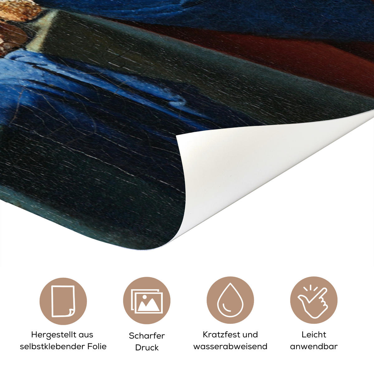 TÜRAUFKLEBER Das Milchmädchen - Johannes Vermeer Fototapete 75x205 cm - Türtapete - Dunkelblau, Kunststoff (75/0.1cm) - MuchoWow