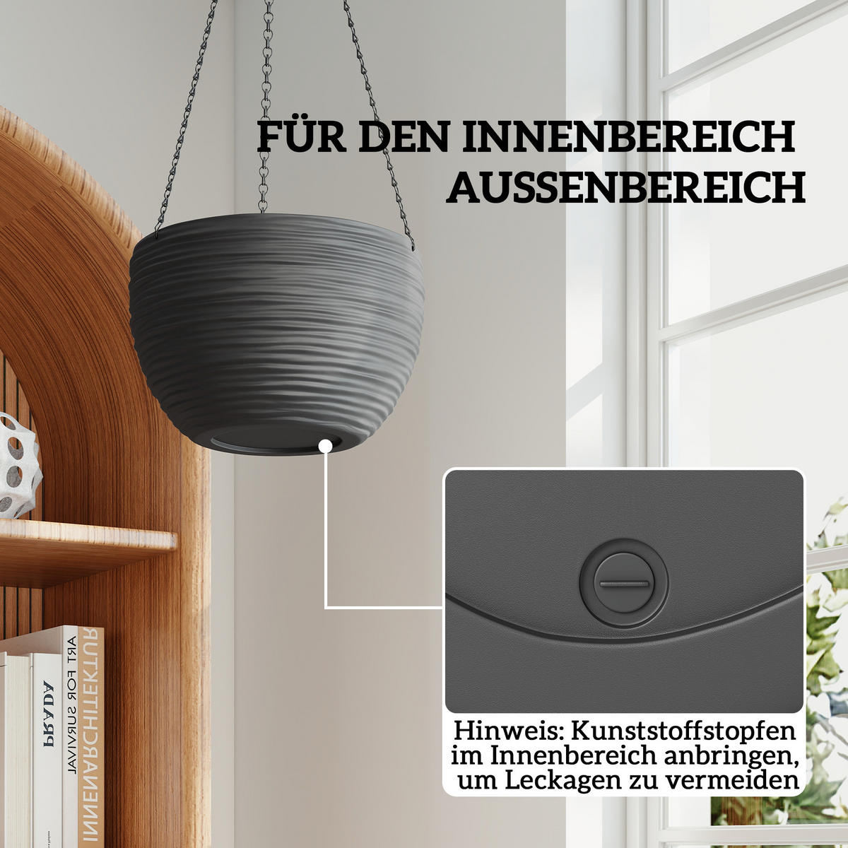 BLUMENTOPF 4ER-SET aus Polypropylene Schwarz - Schwarz, Kunststoff (15cm) - Outsunny