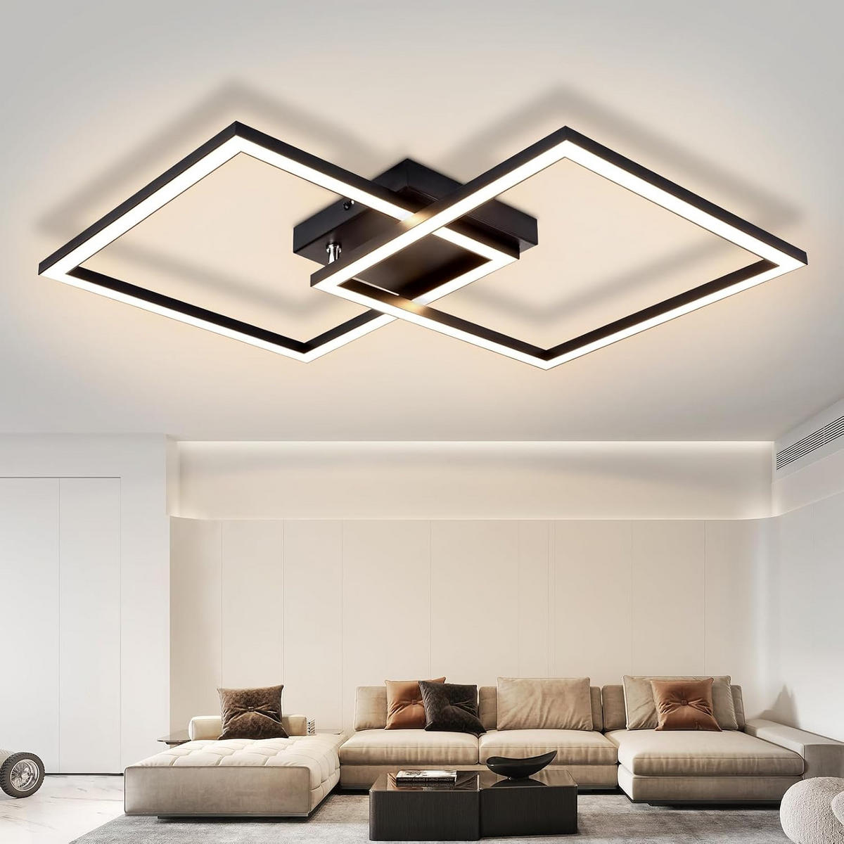 LED-DECKENLEUCHTE Korngast 46.1/5.8/46.1 cm - Schwarz, Metall (46.1/46.1/5.8cm) - ZMH