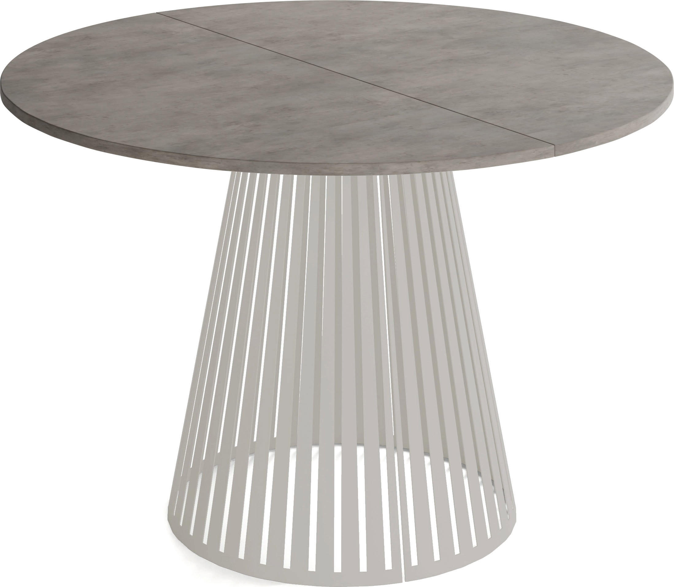 ESSTISCH Naro rund ausziehbar mit Lamellen-Metallgestell in Grau-Beige, Beton-Optik Dunkelgrau 100-180/100/76 cm - Kaschmir/Dunkelgrau, Holzwerkstoff/Metall (100/176/76cm) - WFL GROUP