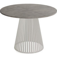ESSTISCH Naro rund ausziehbar mit Lamellen-Metallgestell in Grau-Beige, Beton-Optik Dunkelgrau 100-180/100/76 cm - Kaschmir/Dunkelgrau, Holzwerkstoff/Metall (100/176/76cm) - WFL GROUP