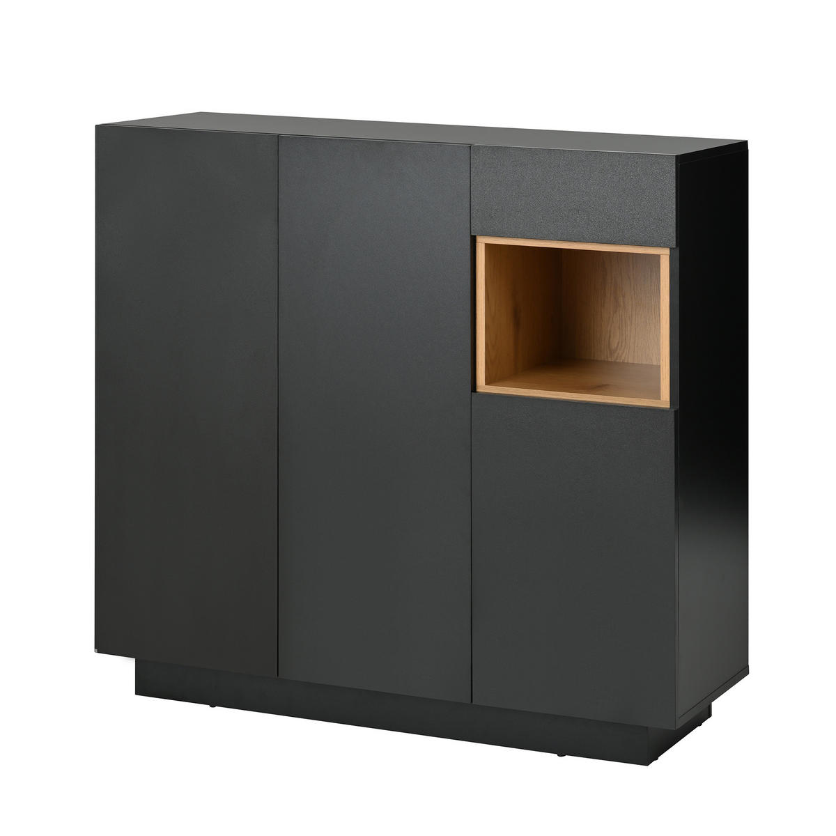 SCHUHSCHRANK aus Spanplatte 105x39,5x100,5cm in Schwarz mit LED-Beleuchtung - Schwarz, Holzwerkstoff (105/100.5/39.5cm) - Modfu