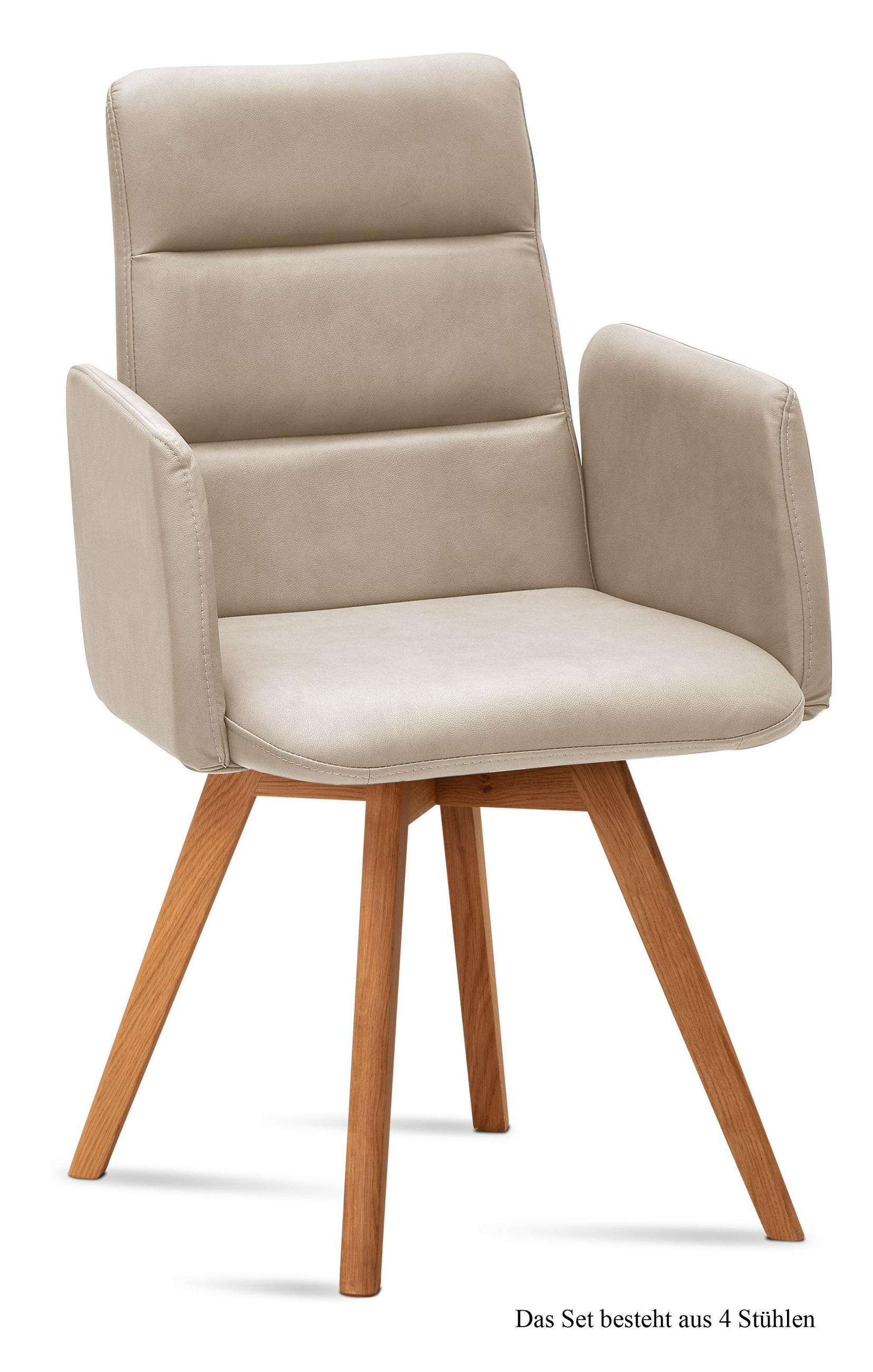 ARMLEHNSTUHL (4er-Set) Dobka 52x92x60 Eiche geölt/Natur - Eichefarben/Naturfarben, Kunststoff (60/92/52cm) - 58aufmkessel