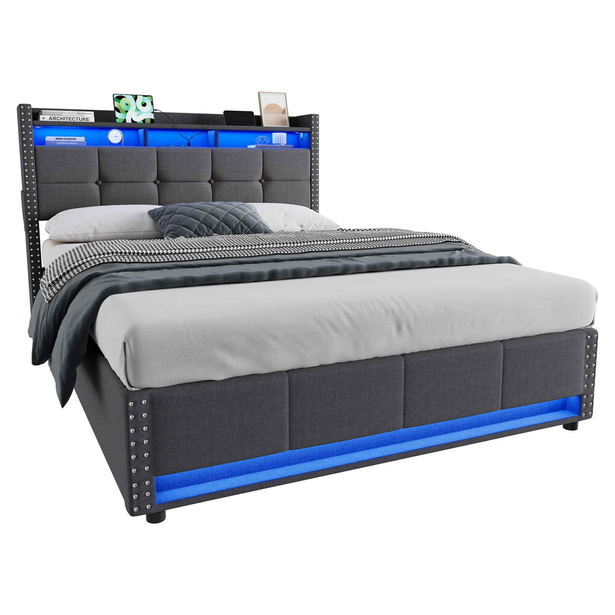 Beauniv Bett Dunkelgrau 140x200 cm