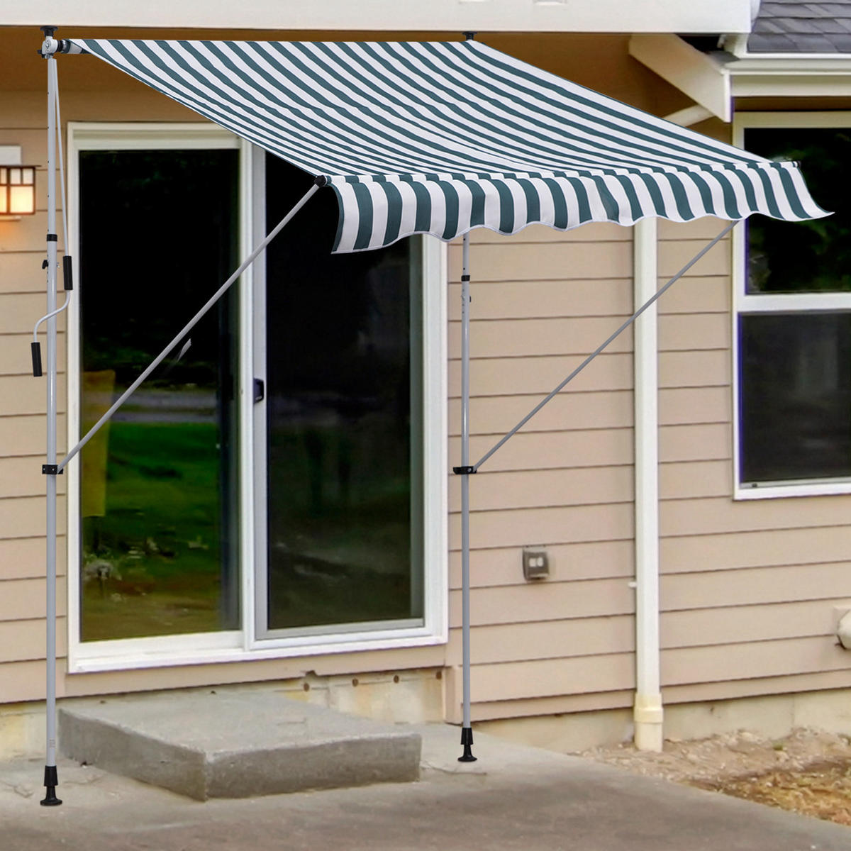 MARKISE, Grau, Aluminium, Stahl, Polyester - Grün, Metall (150/280/200cm) - Outsunny