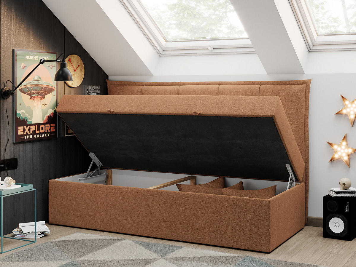 BOXBETT BANCO 90/200 Orange Struktur - H3 - Orange, Holz/Textil (90/200cm) - MKS