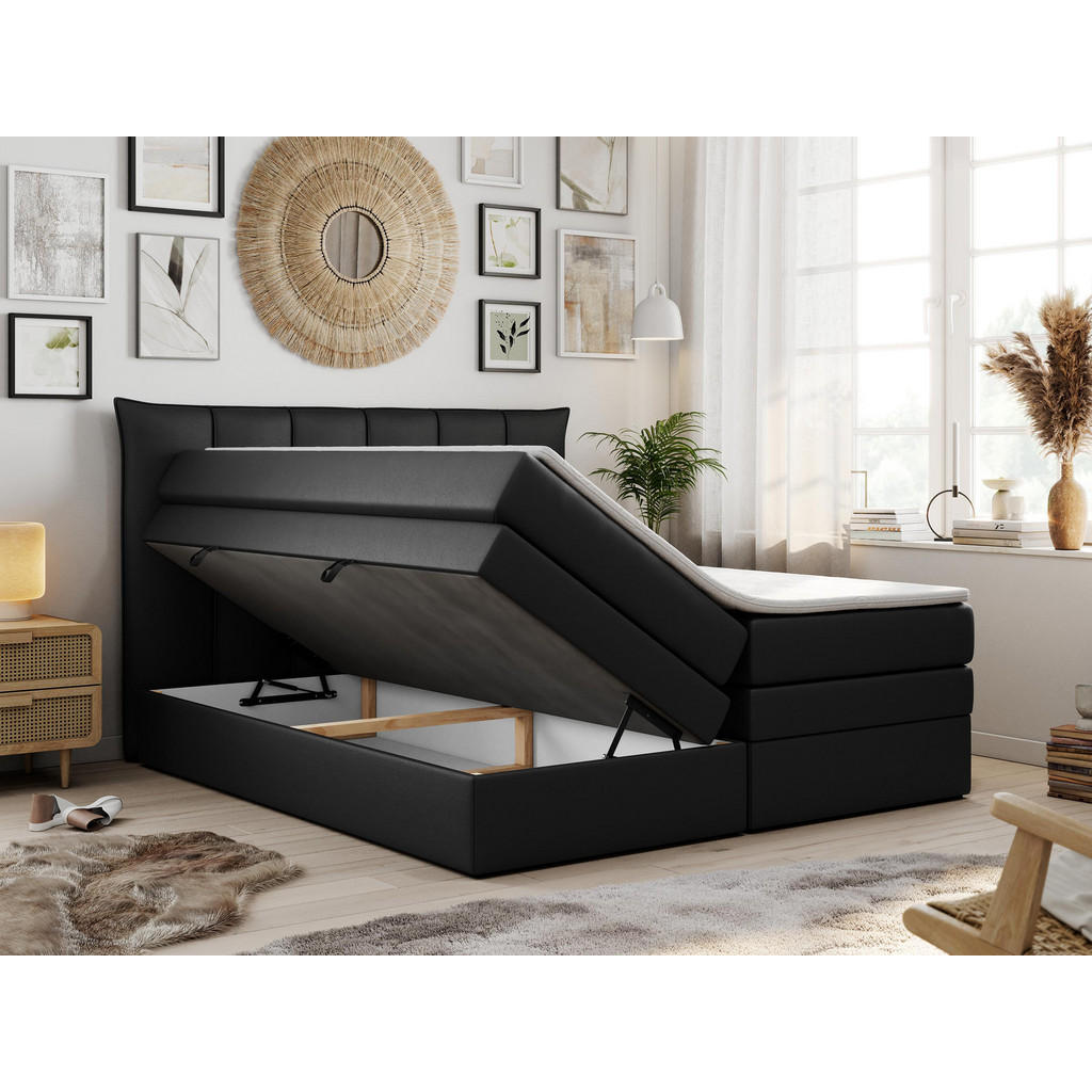 Thumbnail - MKS Boxspringbett, Schwarz, Textil, 2-Sitzer, H3, Rechteckig, 180x200 cm, Schlafzimmer, Betten, Boxspringbetten