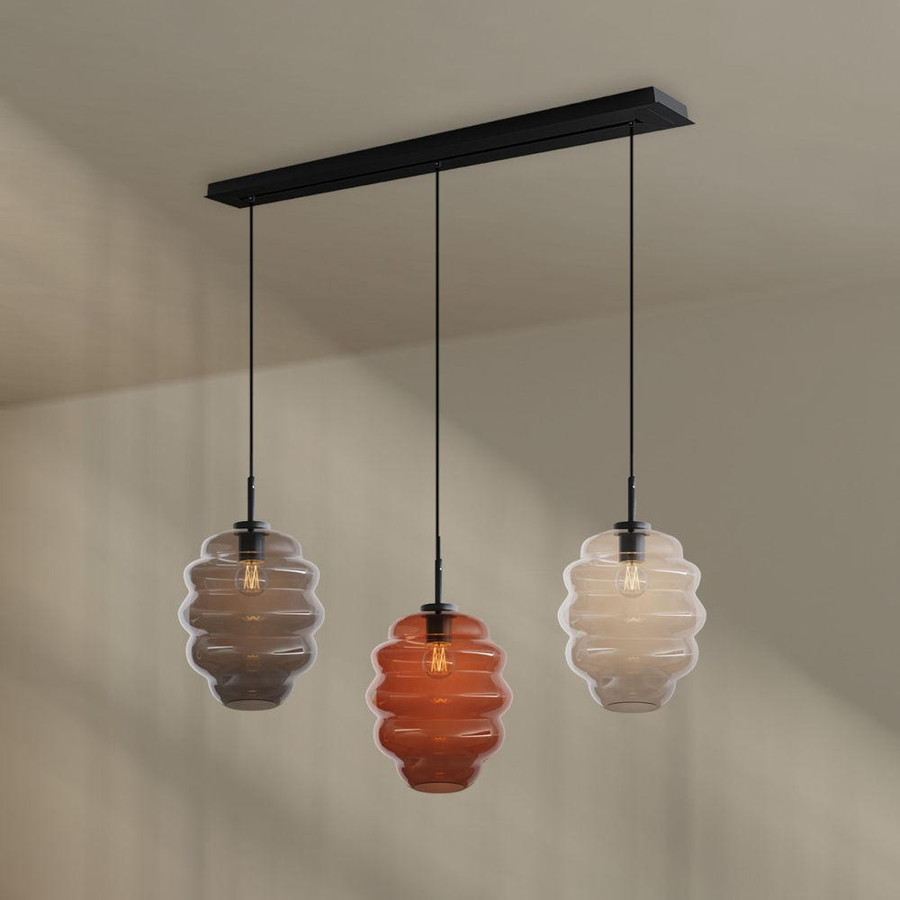 HÄNGELEUCHTE Echos 3-flammig Mehrfarbig Ø 25cm - Multicolor/Schwarz, Glas (25/25/28cm) - s.luce