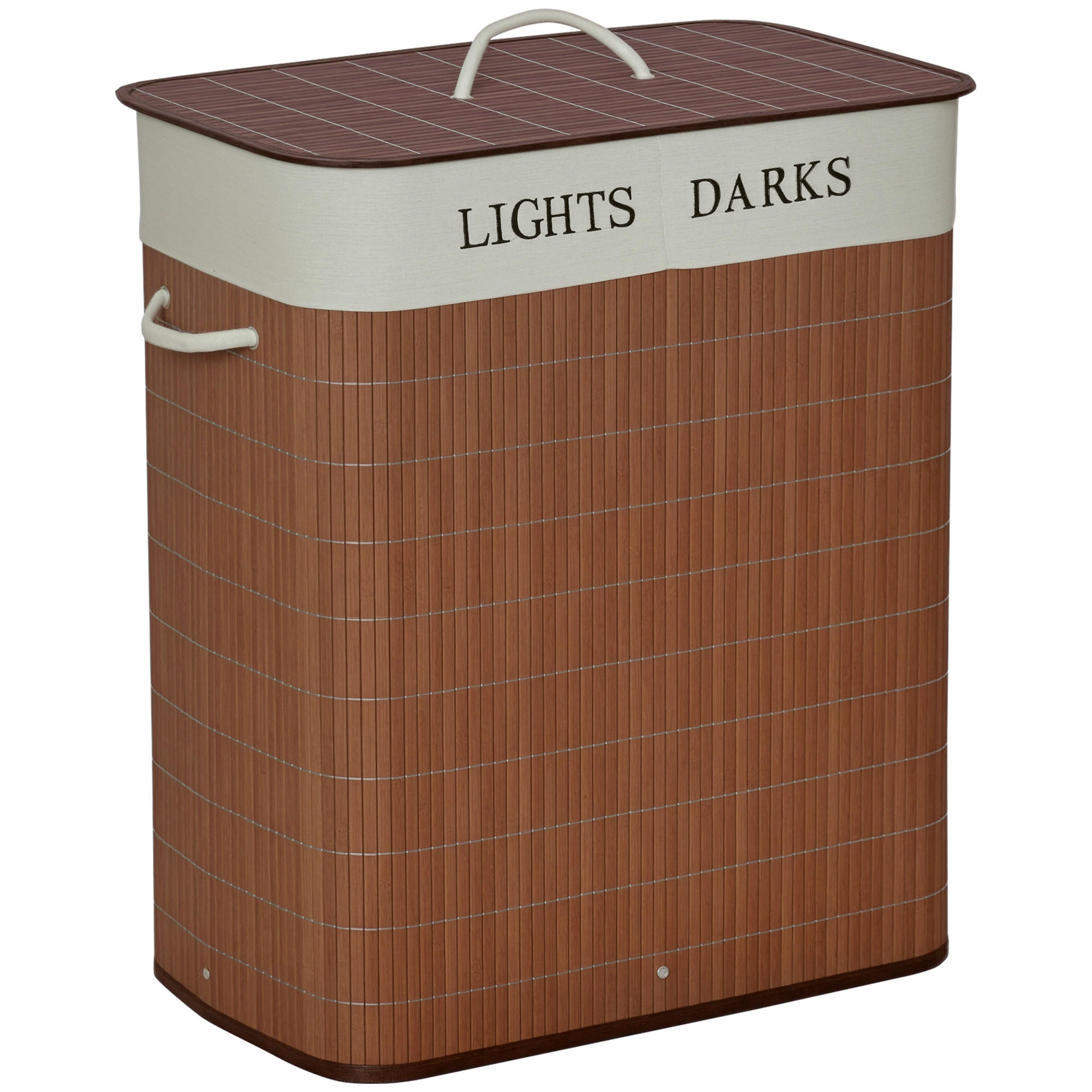 WÄSCHEKORB DE-09416 schmal mit Deckel 100L Braun - Braun, Naturmaterialien (52/63/32cm) - ComfortXL