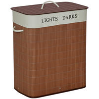 WÄSCHEKORB DE-09416 schmal mit Deckel 100L Braun - Braun, Naturmaterialien (52/63/32cm) - ComfortXL