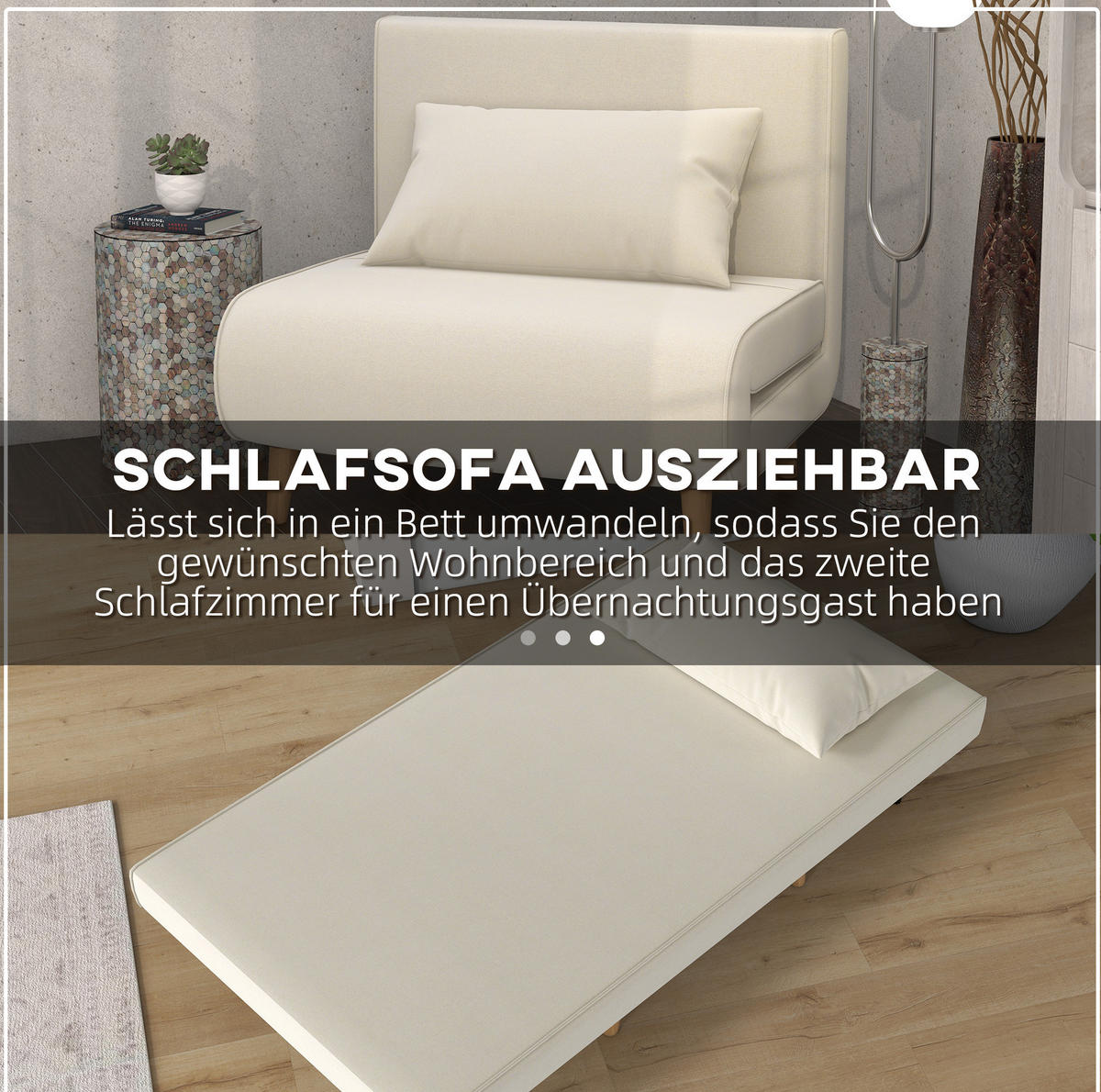 SCHLAFSOFA mit Leinen-Polyesterbezug, 6-fach verstellbar, 94/78/80 cm, Beige - Beige, Holz (78/80/94cm) - Redom