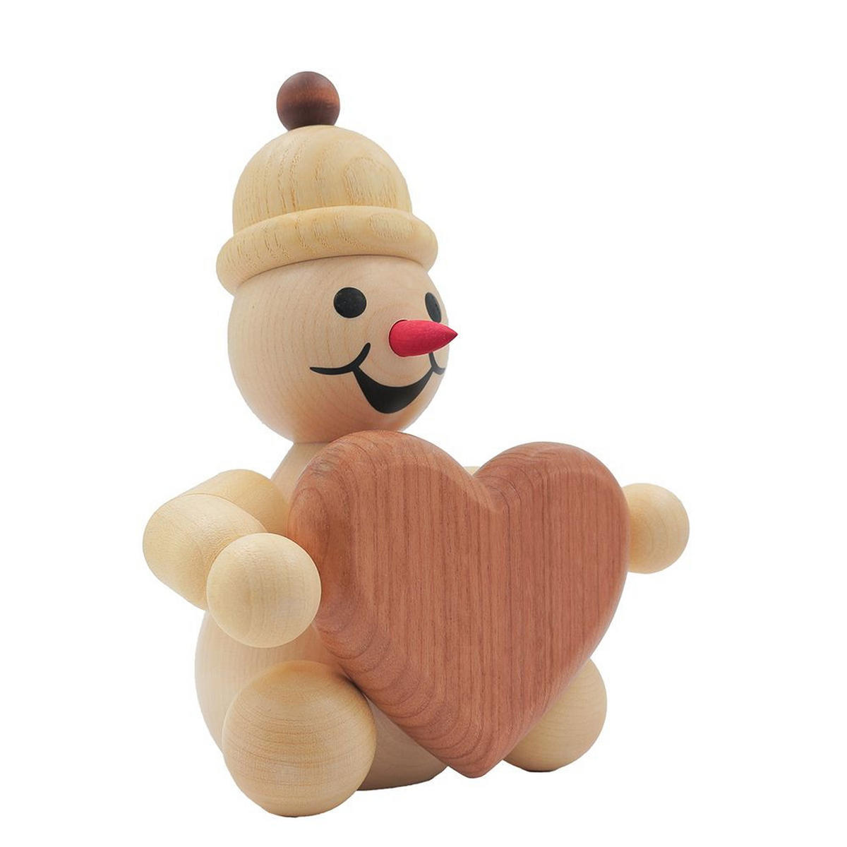 HOLZFIGUR Schneemann Junior mit Herz 14 cm - Multicolor, Holz (11/1/0.1cm)