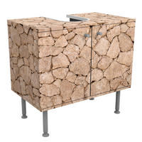 WASCHBECKENUNTERSCHRANK Apulia Stone Wall - Alte Steinmauer aus großen Steinen 60/55/35 cm - Braun, Holzwerkstoff (60/55/35cm) - Bilderwelten