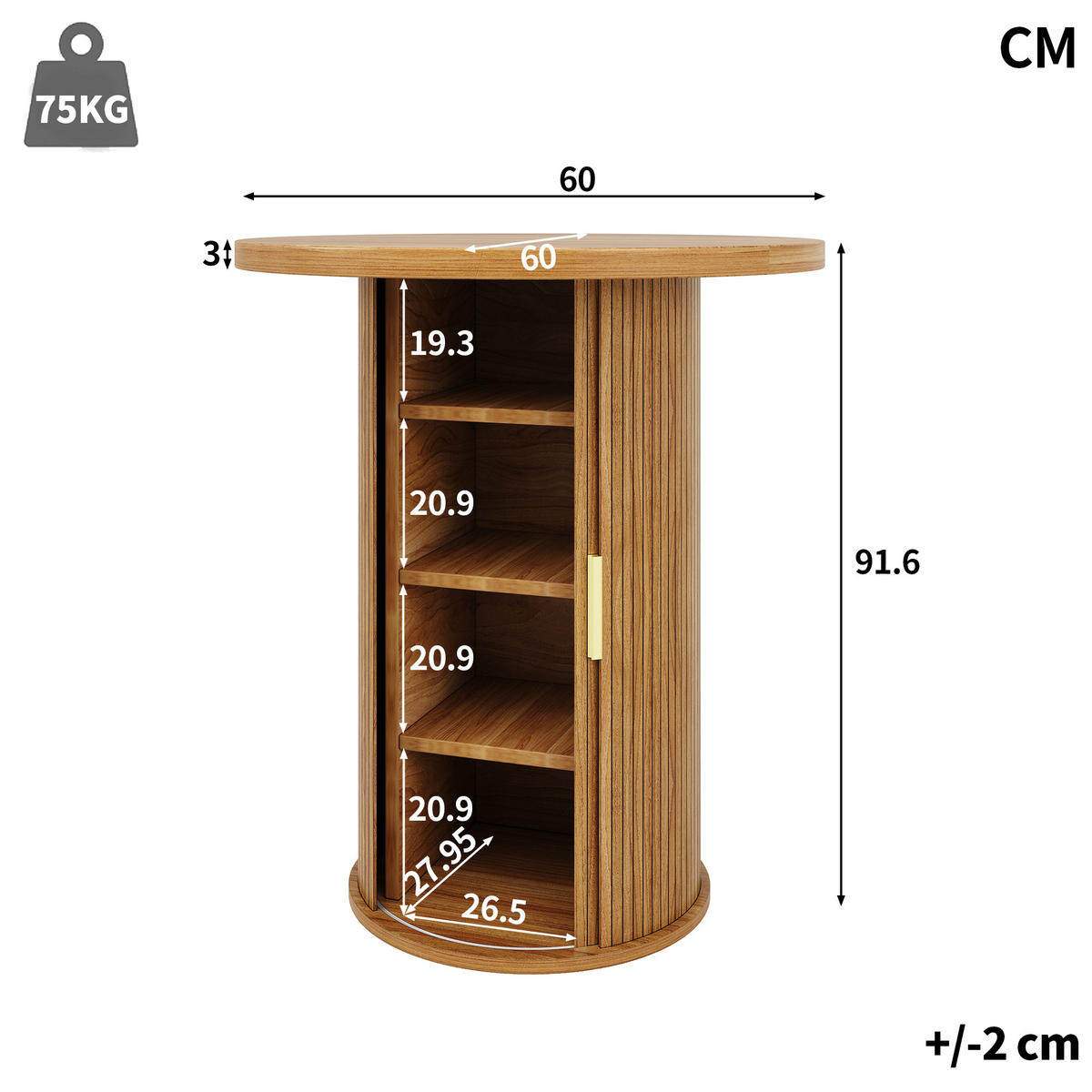 BARTISCH Holzoptik 60/60/91,6 cm - Naturfarben, Holz (60/60/91.6cm) - PANGIVO