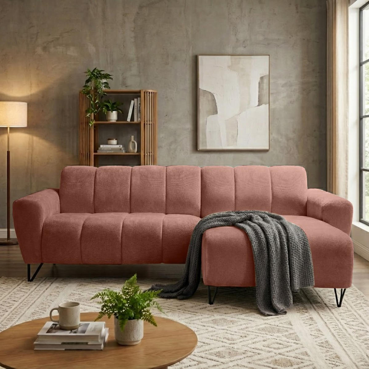 ECKSOFA Volare Mini ohne Schlaffunktion rot rechts, Vega-Stoff - Rot/Schwarz, Textil/Metall (256/165cm) - Beautysofa