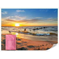 FOTOTAPETE Sonnenuntergang Strand Meer Landschaft 3D 500x350 cm - Blau/Gelb, Papier (500/350cm) - Muralo