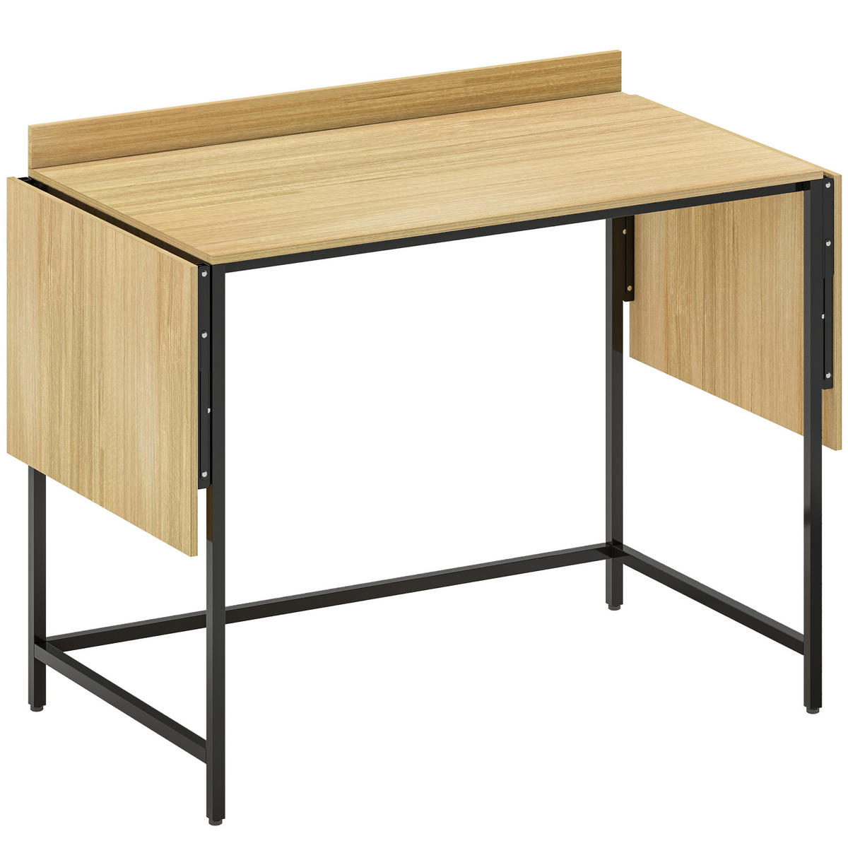 SCHREIBTISCH Klappbar Computertisch Bürotisch mit Modern-Design, Metallgestell - Eichefarben/Schwarz, Holzwerkstoff/Metall (170/58/78cm) - HOMCOM