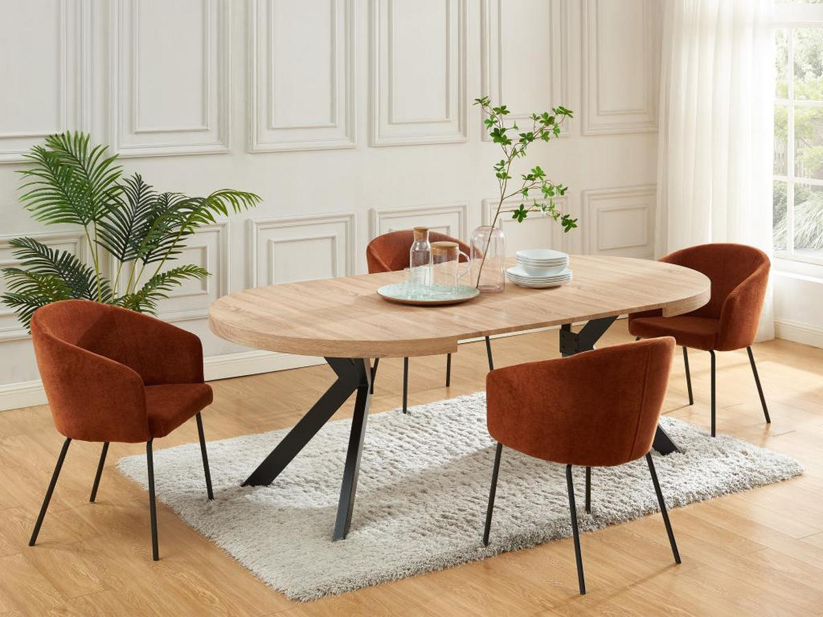 STUHL 6er-Set mit Armlehnen - Stoff & Metall - Terracotta - MORONI - Braun, Textil (58.5/79/56.5cm) - Pascal Morabito