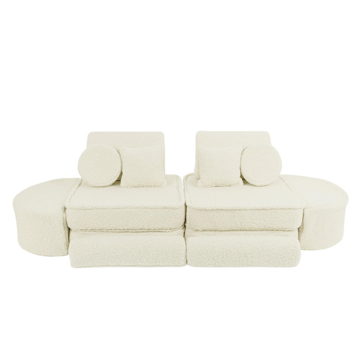 KINDERSOFA Pocket Max modular 12-tlg. aus Teddystoff in Creme - Creme, Textil (120/25/60cm) - MeowBaby