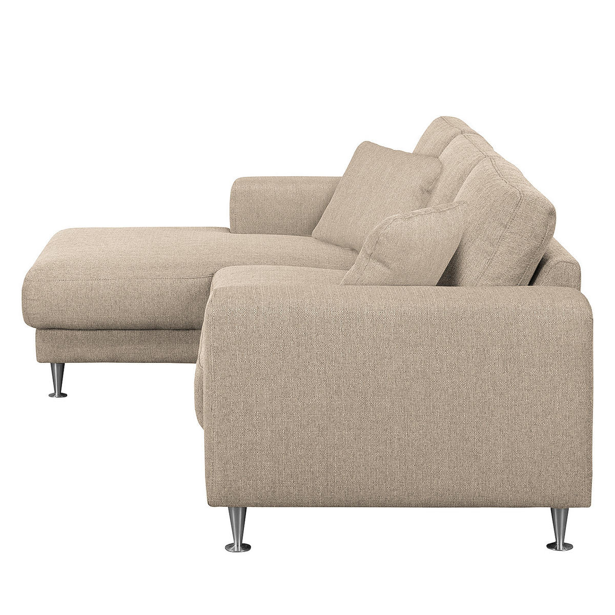 ECKSOFA mit Longchair - Strukturstoff - Kaschmir, Textil (235/150cm) - home24